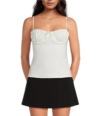 Gianni Bini Marilyn Matte Jersey Ruched Sweetheart Neck Sleeveless Cami Top
