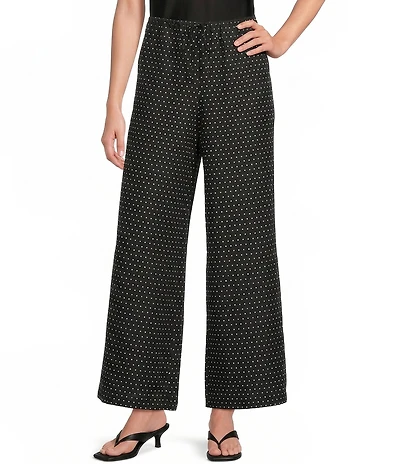Gianni Bini Marina Polka Dot Print Coordinating Linen Wide Leg Pants