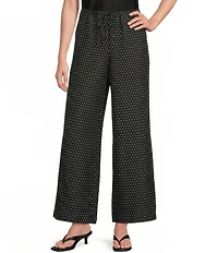 Gianni Bini Marina Polka Dot Print Coordinating Linen Wide Leg Pants