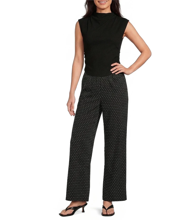 Gianni Bini Marina Polka Dot Print Coordinating Linen Wide Leg Pants