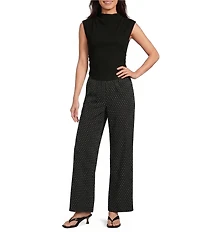 Gianni Bini Marina Polka Dot Print Coordinating Linen Wide Leg Pants