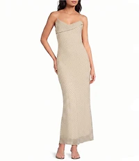 Gianni Bini Marnie Polka Dot Print Sweetheart Neck Sleeveless Chiffon Maxi Dress