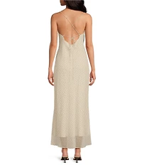 Gianni Bini Marnie Polka Dot Print Sweetheart Neck Sleeveless Chiffon Maxi Dress