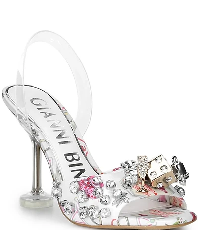 Gianni Bini Marryme Printed Bridal Ornament Martini Heel Dress Sandals