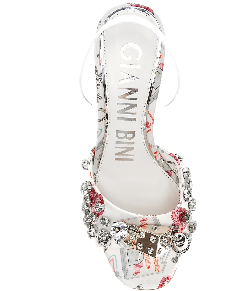 Gianni Bini Marryme Printed Bridal Ornament Martini Heel Dress Sandals