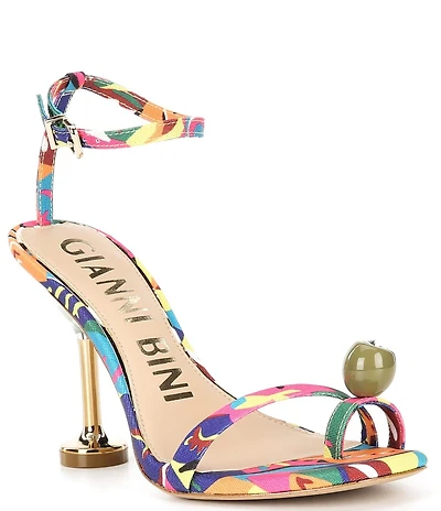 Gianni Bini Marteeny Printed Olive Ornament Martini Heel Dress Sandals