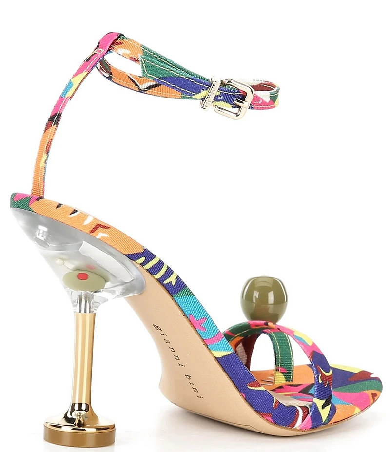 Gianni Bini Marteeny Printed Olive Ornament Martini Heel Dress Sandals