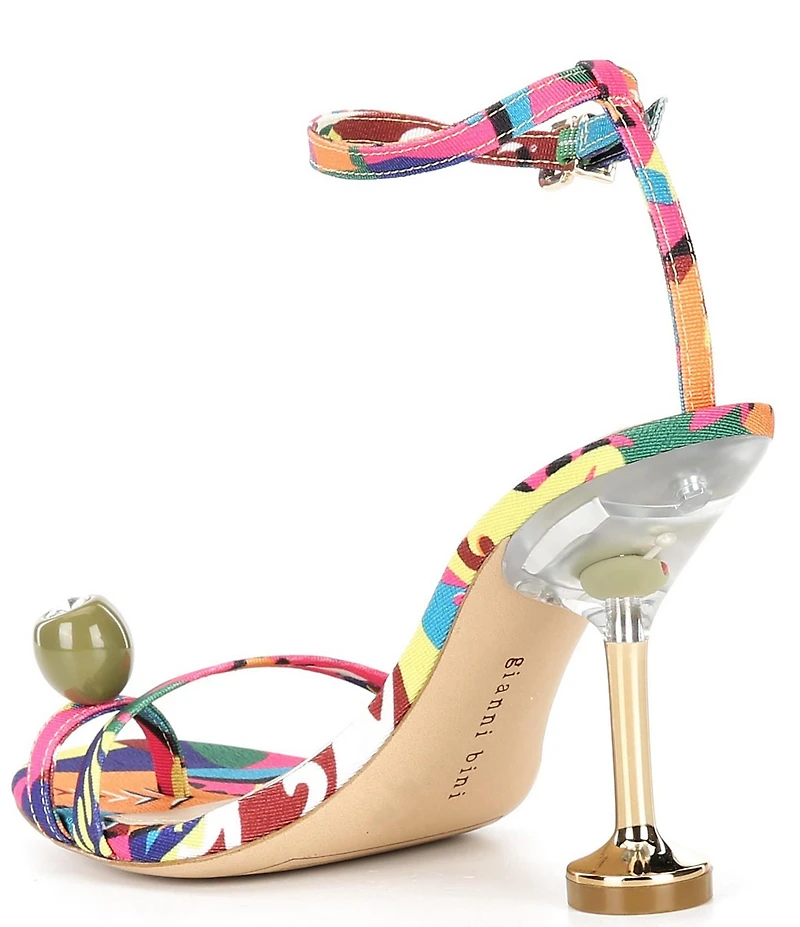 Gianni Bini Marteeny Printed Olive Ornament Martini Heel Dress Sandals
