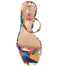 Gianni Bini Marteeny Printed Olive Ornament Martini Heel Dress Sandals