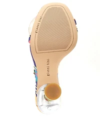 Gianni Bini Marteeny Printed Olive Ornament Martini Heel Dress Sandals