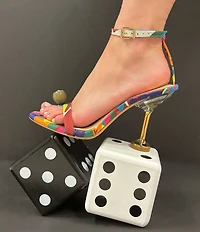 Gianni Bini Marteeny Printed Olive Ornament Martini Heel Dress Sandals