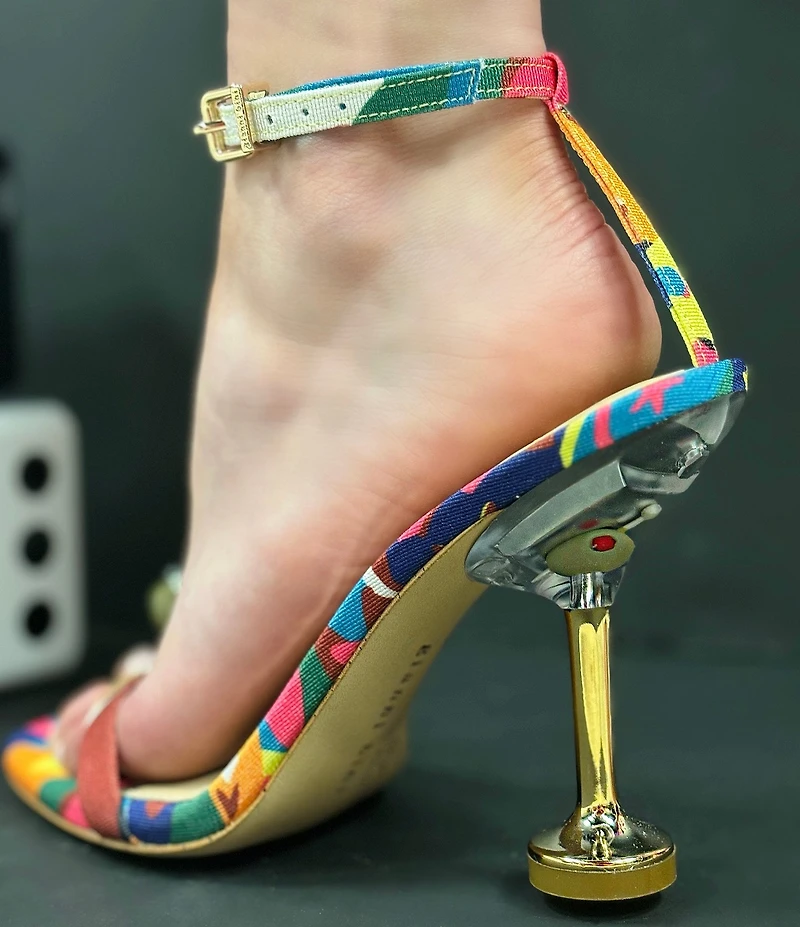 Gianni Bini Marteeny Printed Olive Ornament Martini Heel Dress Sandals