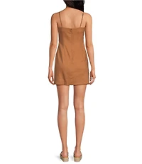 Gianni Bini Martha Floral Square Neck Sleeveless Linen Sheath Mini Dress