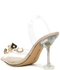 Gianni Bini Maverick Clear Casino Ornament Martini Heel Slingback Dress Sandals