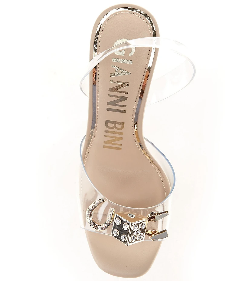Gianni Bini Maverick Clear Casino Ornament Martini Heel Slingback Dress Sandals