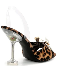 Gianni Bini Maverick Leopard Haircalf Casino Ornament Martini Heel Slingback Dress Sandals