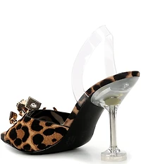 Gianni Bini Maverick Leopard Haircalf Casino Ornament Martini Heel Slingback Dress Sandals
