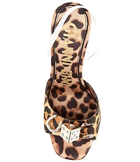 Gianni Bini Maverick Leopard Haircalf Casino Ornament Martini Heel Slingback Dress Sandals