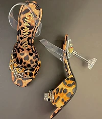 Gianni Bini Maverick Leopard Haircalf Casino Ornament Martini Heel Slingback Dress Sandals