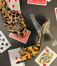 Gianni Bini Maverick Leopard Haircalf Casino Ornament Martini Heel Slingback Dress Sandals