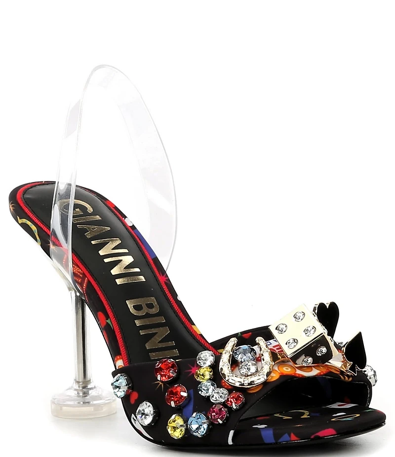 Gianni Bini Maverick Printed Casino Ornament Martini Heel Dress Sandals