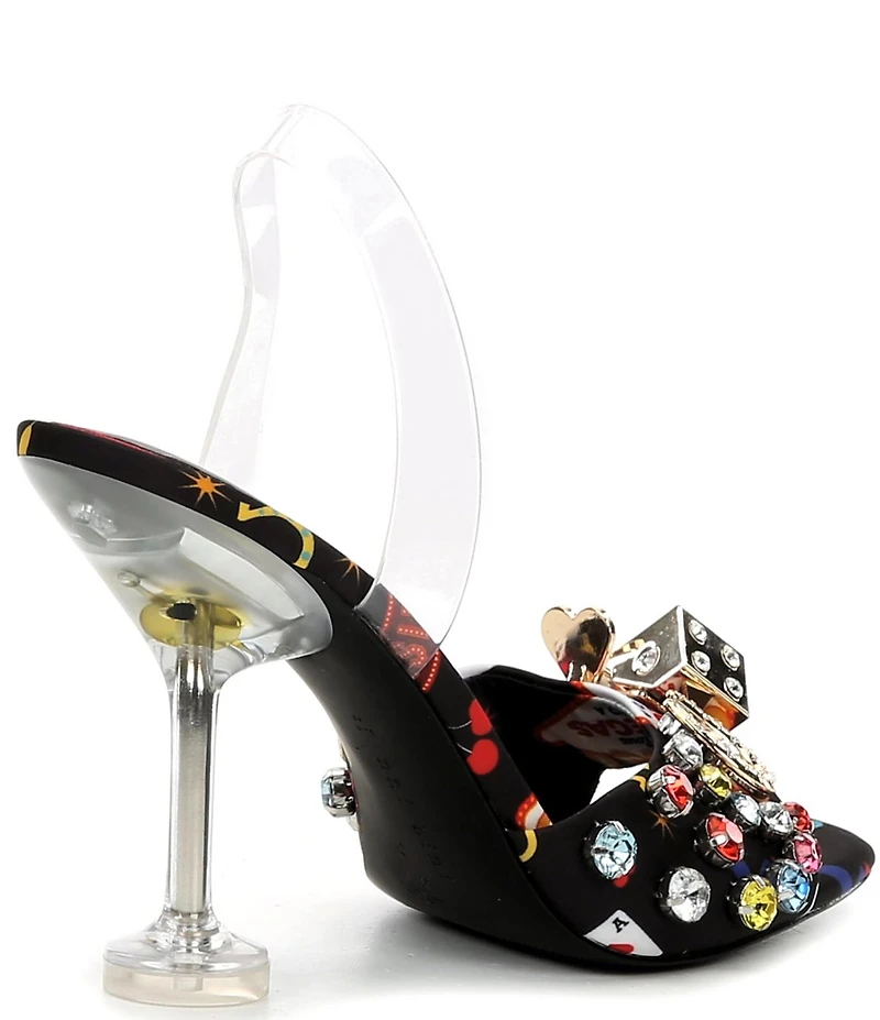Gianni Bini Maverick Printed Casino Ornament Martini Heel Dress Sandals