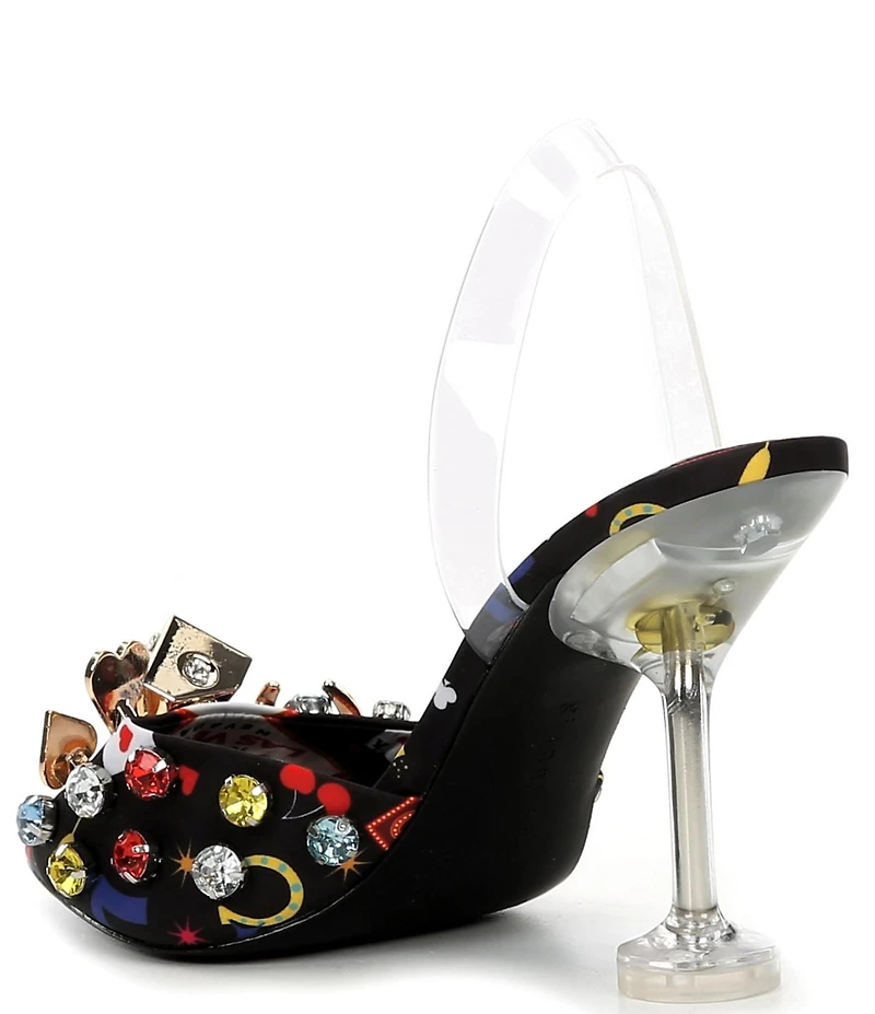 Gianni Bini Maverick Printed Casino Ornament Martini Heel Dress Sandals
