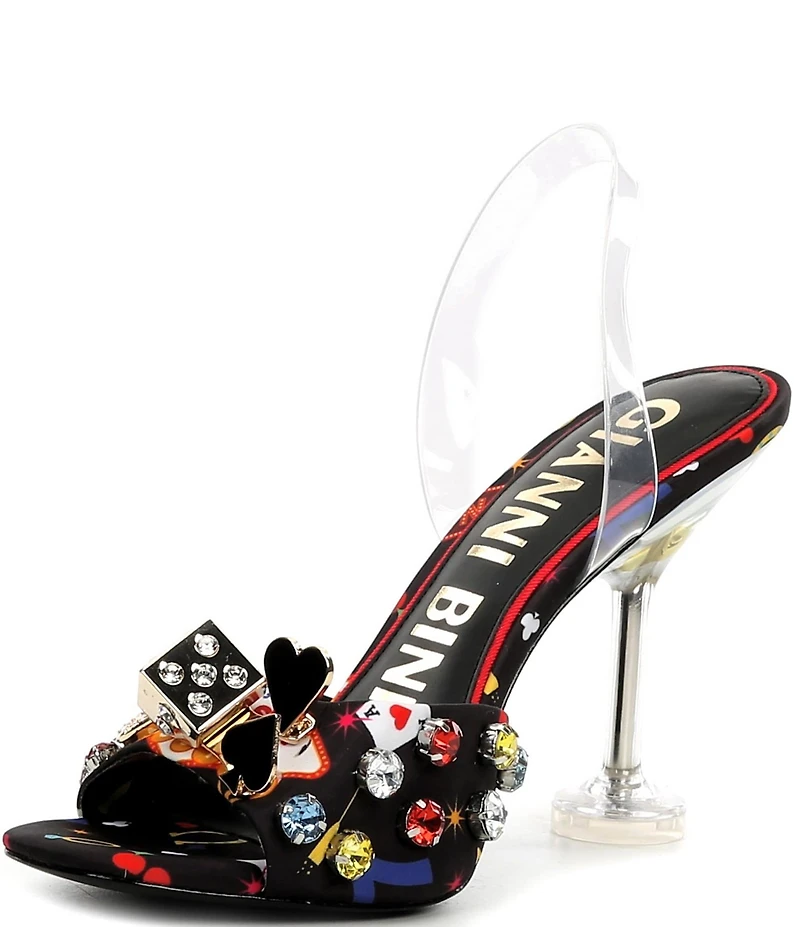 Gianni Bini Maverick Printed Casino Ornament Martini Heel Dress Sandals