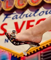 Gianni Bini Maverick Printed Casino Ornament Martini Heel Dress Sandals