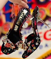 Gianni Bini Maverick Printed Casino Ornament Martini Heel Dress Sandals