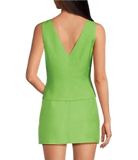 Gianni Bini Megan Plungling V-Neck Sleeveless Coordinating Linen Top