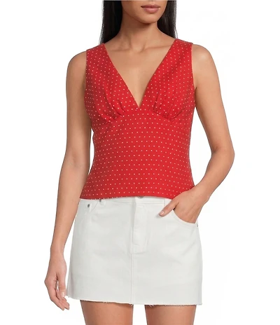 Gianni Bini Megan V-Neck Sleeveless Linen Coordinating Tank