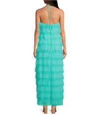 Gianni Bini Melanie Halter Neck Sleeveless Layered Tulle Midi Dress