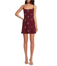 Gianni Bini Mika Crepe Square Neck Sleeveless Jewel A-Line Dress