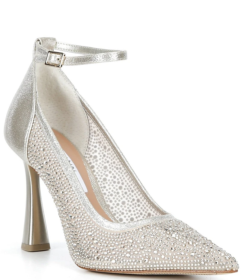 Gianni Bini Mikal Rhinestone Embellished Mesh Ankle Strap Pumps