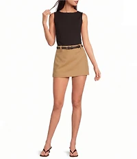 Gianni Bini Mila Twill Belted A-Line Mini Skirt