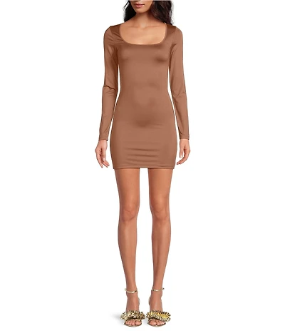 Gianni Bini Mini Icon Knit Scoop Neck Long Sleeve Dress