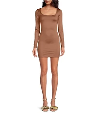 Gianni Bini Mini Icon Knit Scoop Neck Long Sleeve Dress