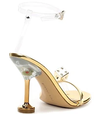 Gianni Bini Mirage Metallic Dice Toe Loop Ornament Martini Heel Dress Sandals
