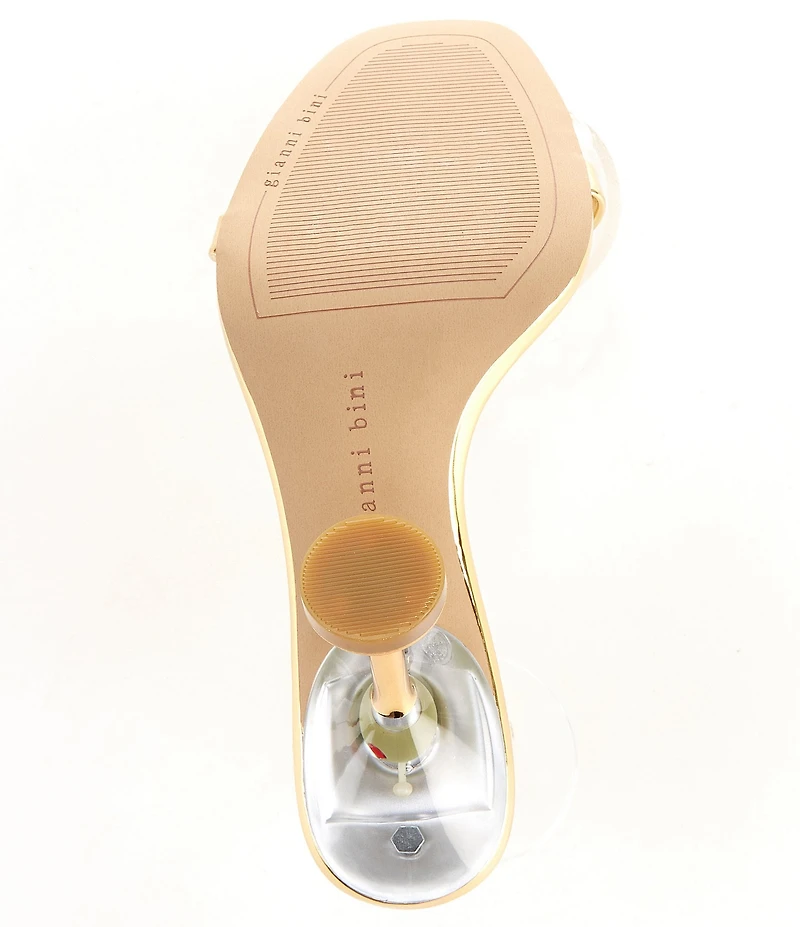 Gianni Bini Mirage Metallic Dice Toe Loop Ornament Martini Heel Dress Sandals