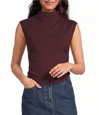 Gianni Bini Mock Neck Cap Sleeve Crop Tank Top