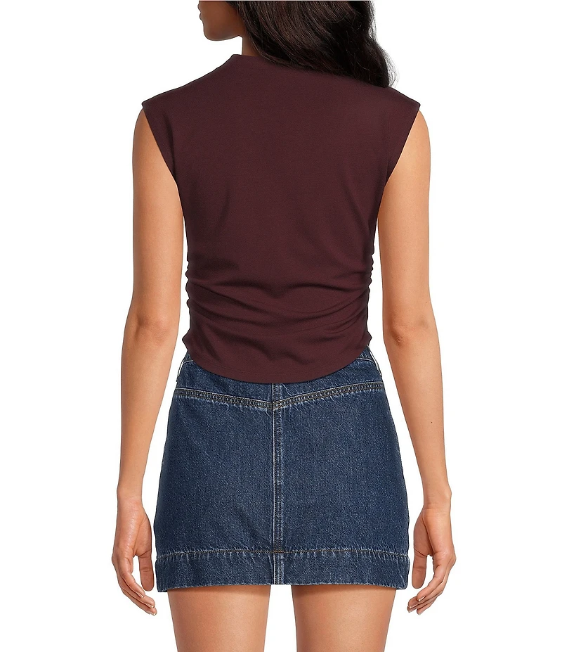 Gianni Bini Mock Neck Cap Sleeve Crop Tank Top