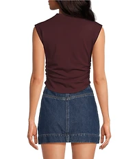 Gianni Bini Mock Neck Cap Sleeve Crop Tank Top
