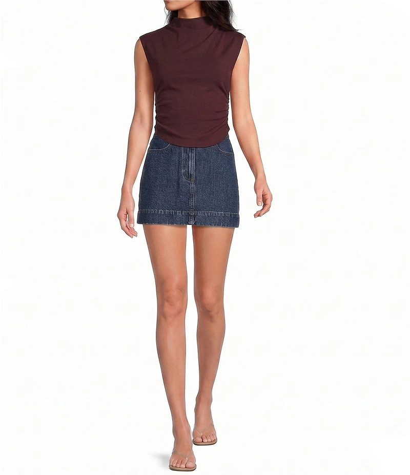 Gianni Bini Mock Neck Cap Sleeve Crop Tank Top