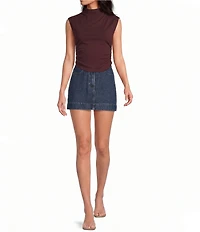 Gianni Bini Mock Neck Cap Sleeve Crop Tank Top