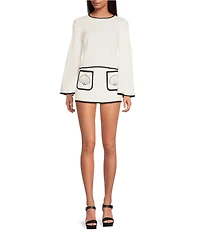 Gianni Bini Monica Jewel Neckline Long Sleeve Linen Coordinating Top