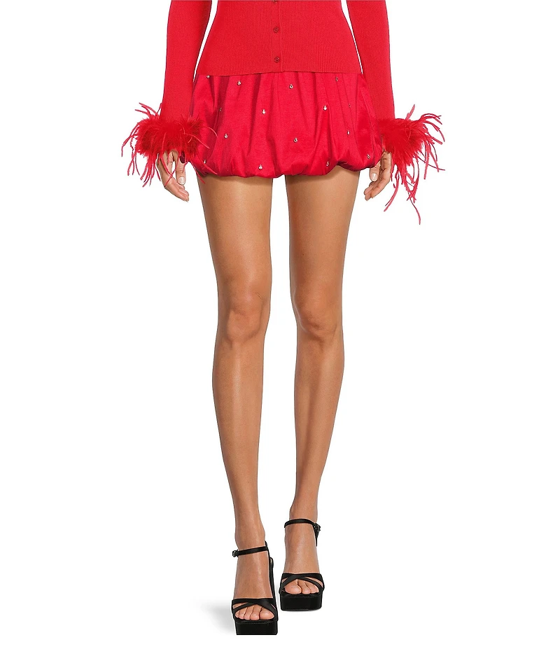 Gianni Bini Nadia Rhinestone Embellished Taffeta Bubble Mini Skirt