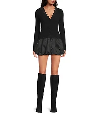 Gianni Bini Nadia Rhinestone Embellished Taffeta Bubble Mini Skirt