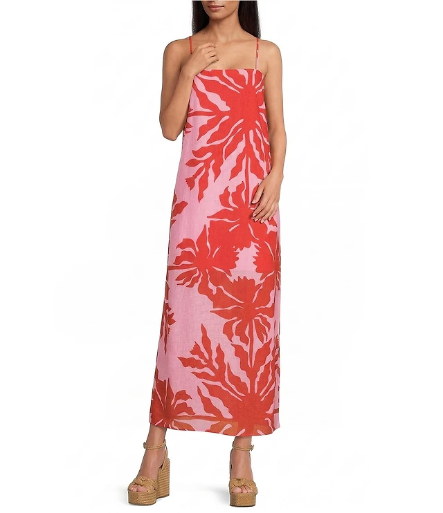 eliana printed linen blend square neck mini dress ANTONIO MELANI | Dresses | Antonio Melani Eliana Printed Linen Square Neck  Sleeveless Dress
