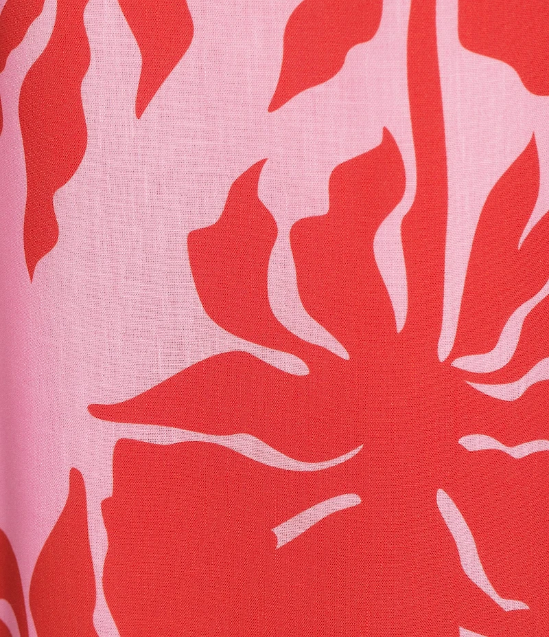 Gianni Bini Nia Hibiscus Printed Linen Square Neck Sleeveless Maxi Dress